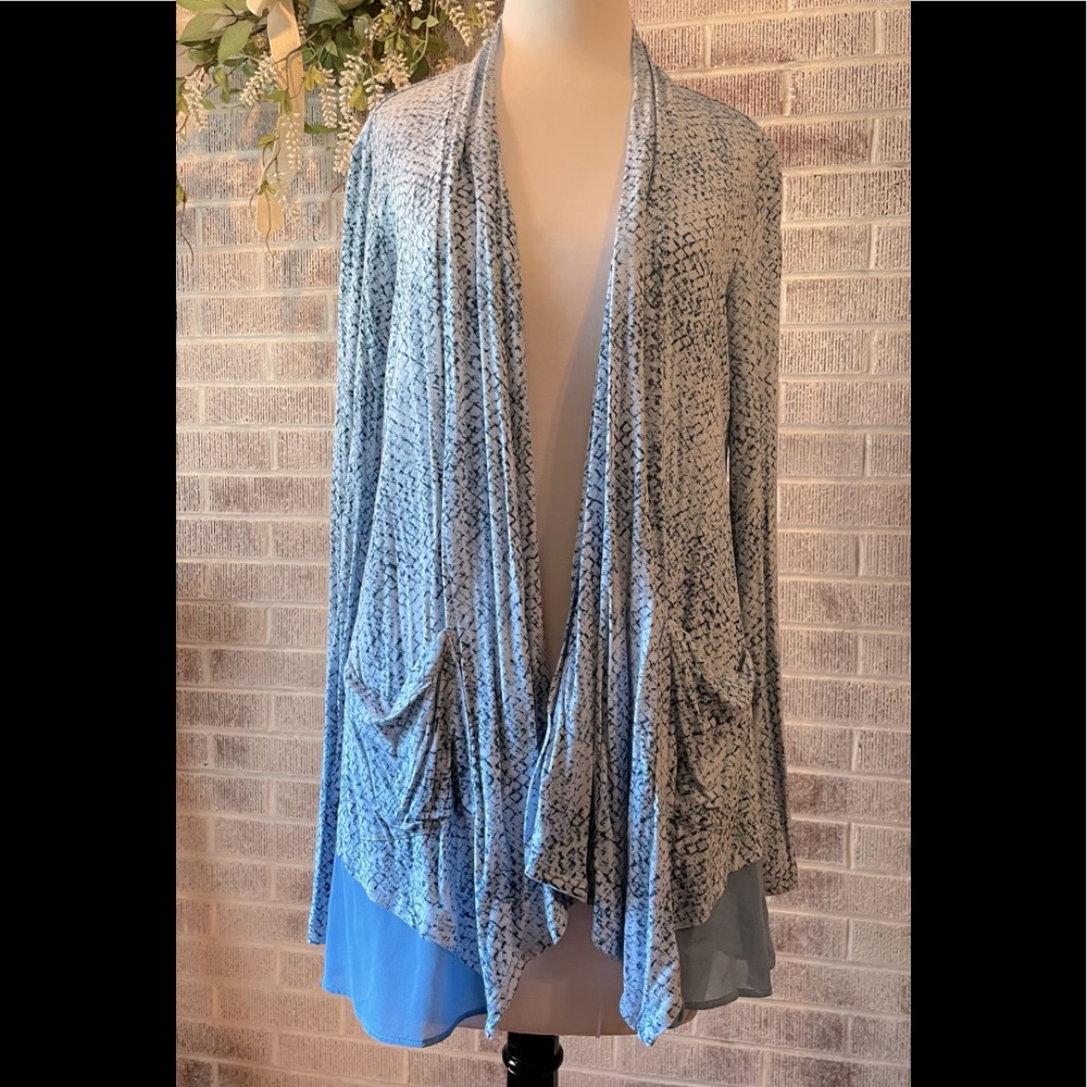 LOGO Cardigan by Lori Goldstein blue.